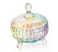 Zhjvihx Plat à Bonbons en Verre avec Couvercle, Pot en Verre Décoratif pour Collations, Biscuits, Noix, Bijoux, Récipient à Bonbons 17 X 15 Cm pour Buffet de Mariage, Pendaison de (COLORFUL)