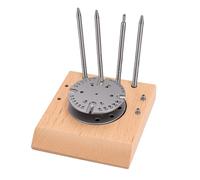 Zhjvihx Support de Balancier de Mouvement de Montre, Support en Acier Inoxydable et Bois de Hêtre avec 4 Outils de Poinçonnage 2 Broches de Positionnement pour la Réparation D'étalonnage