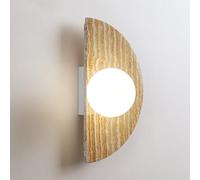 ZHKABEG Applique murale en travertin jaune demi-cercle avec abat-jour en verre, luminaire d'art japonais Wabi-Sabi, applique murale en marbre demi-lune, applique murale en pierre naturelle
