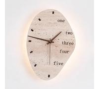 ZHKABEG Applique murale LED en pierre naturelle avec horloge, applique murale en travertin jaune 10 W, applique murale en marbre en forme de pavé, luminaires de décoration intérieure for salon