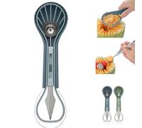 ZHKVAG 2025 New Melon Baller Scoop Set, 3 in 1 Fruit Carving Knife Watermelon Baller Cutter Slicer Tool, Double-Headed Baller Tool Three-Piece Set, for Creative Fruit Platter, Kitchen Gadgets (Blue)