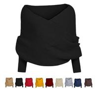 ZHKVAG Knitted Scarf with Sleeves for Women, Sweater Scarf with Sleeves, Fall Winter Warm Cozy Scarf Wrap Shawl Scarves (Black,One Size)