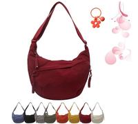 ZHKVAG Limorence Women's Fashion Plain Color Nylon Crossbody Bag， Limorence Arisefrom Nylon Crossbody Hobo Bag (Red)