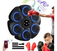 ZHKVAG Puncheffy Music Boxing Machine, 2025 New Music Boxing Machine, Wall Mounted Smart Bluetooth Music Boxing Machine with Boxing Gloves, Boxing Target Workout Punching Equipment for Home (Black)