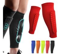 ZHKVAG Shin Defender Shin Guards, Shinbang Protector 2.0, Shin Defender Shin Guards Kids, Shinbang Protector Ski, Shindefender Shin Guards, Fit Conforms to The Leg, Shin Pads Cover for Sports (S,Red)