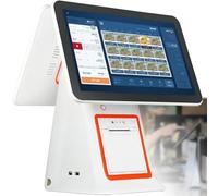 ZhlCrioxenic Caisse Enregistreuse Tactile ComplèTe Professionnelle, Caisse Enregistreuse Professionnelle, avec éCran Tactile 15,6 + 15,6'', 8GB +128 GB,pour Magasins White-A