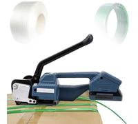 ZhlCrioxenic Cercleuse éLectrique, Manuel Machine d'emballage, Sangle Pet 13-16 mm, Tension 2800n Affichage NuméRique, Mit Two Batteries,for Outils de Baguage de Carton