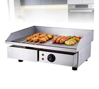 ZhlCrioxenic Plancha Professionnelle 2500w en Acier INOX, Plaque De Cuisson éLectrique Professionnelle, TempéRature De 50-300ºC, pour Viande,Poisson, LéGumes 820-B