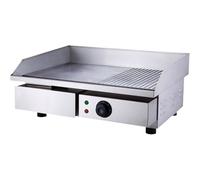 ZhlCrioxenic Plancha Professionnelle, Plaque à Snacker éLectrique Commerciale, TempéRature 50-300°C, Protection Contre Les éClaboussures Et La Chaleur, Bac De RéCupéRation 818-B