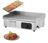 ZhlCrioxenic Plaque De Cuisson éLectrique, Plaque INOX Lisse Protection De Gril 2500w,Protection AntiéClaboussures, 50-300 °C, Et Bac à Graisse, pour Viande,Poisson, LéGumes 818-A