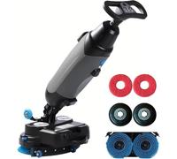 ZHLINGQ Autolaveuse Professionnelle Autoportée De 43 Cm, Polisseuse, Double Brosse, Double Disque Et Entraînement, Capacité De 1200 M²/H, pour Parquets, Carrelages, Terrazzo, Sols PVC Et Marbre Gray