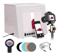 ZHLINGQ Boîte à Lumière pour Studio Photo, Kit De Tente De Prise De Vue, Tente D'éclairage Pliable Portable avec Température De Couleur Personnalisable De 3 000 à 5 500 K Et 4 Lumières LED Small