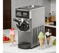 ZHLINGQ Machine à Glace de comptoir avec système de pré-Refroidissement - Sorbetière Commerciale 450 W à saveur Unique - Machine à Glace à l'italienne écran LED et Fonction Nettoyage Automatique Grey