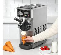 ZHLINGQ Machine Commerciale à Glace Molle, écran LCD, Nettoyage Automatique, Fonction de pré-Refroidissement, 4-5 L/h - Idéale pour Restaurants et Bars Grey