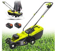 ZHLINGQ Tondeuse à Gazon Poussée, 1 600 W, Ultra-Légère, Alimentée par Batterie, Autopropulsée, Autonomie De 50 Minutes, Bac De Ramassage De 48 litres, Hauteur Réglable De 30 Mm/50 Mm/70 Mm,Battery*2