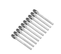 ZHLWei Jeu de limes rotatives en carbure de tungstène de Type E 3 * 3/4/5/6mm, fraise for la gravure CNC, meulage du bois/métal/plastique/acier 10 pièces