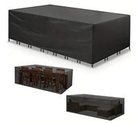 ZHMANLUCK Housse Salon de Jardin Exterieur Pas Cher 150x130x90cm/LxWxH Housse pour Mobilier de Jardin avec Cordon Bache Salon de Jardin Imperméable Anti-UV, Noir,