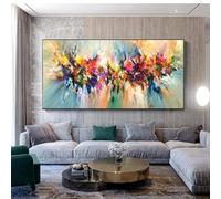 ZHMANLUCK Peintures d'art abstraites encadrées de grande taille, images colorées, affiches imprimées, art mural pour salon, décoration de la maison, 75 x 150 cm avec cadre noir