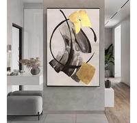 ZHMANLUCK Tableau Abstrait Moderne Encadré, Art Mural Extra Large, Décoration de Bureau, Gris, 96 x 160 cm (38 x 63 Pouces) Avec Cadre Doré