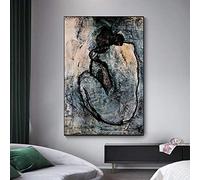 ZHMANLUCK Wall Art Photo Abstrait Nu Femmes Dos Toile Peintures Peinture À L'huile De Pablo Picasso Célèbres Affiches Et Gravures 85x125cm(33x49in) Avec Cadre