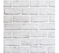 ZHMRROAD Papier peint autocollant brique blanche à décoller et à coller pour la rénovation de maison et de meubles, blanc 44,5 cm x 2,5 m