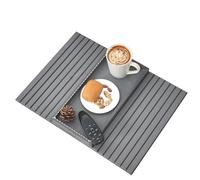 ZHMUZ Plateau d'accoudoir de canapé en bambou, design pliable avec base antidérapante, organiseur de rangement en bois massif pour salon, 45,5 x 33,5 x 16 cm (gris)