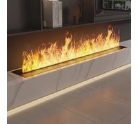 ZHNANDAMAI Cheminée à Vapeur d'eau, Cheminée Electrique, Cheminée à Vapeur Encastrée avec Projection Flamme 3D, Design Ultra Mince 3 mm, Surface Brossée Inoxydable [500 mm] sans Chauffage