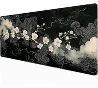 Zhngxogg Tapis de Souris Noir 900x400 mm Grand Tapis de Souris Gaming Fleur Bords Cousus - Imperméable - Base Antidérapante Améliore la Précision et la Vitesse pour Bureau, Études, Gaming, -88729