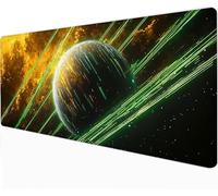 Zhngxogg Tapis de Souris Vert 900x400 mm Grand Tapis de Souris Gaming Planète Bords Cousus - Imperméable - Base Antidérapante Améliore la Précision et la Vitesse pour Bureau, Études, Gaming, -92531