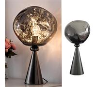 ZHNPJE Lampe de Chevet Moderne en Forme de Globe, Lampe de Chevet Gris fumé, Abat-Jour Contemporain en Miroir, Lampe de Table à LED fondante, Lampe de Bureau Ronde pour Chambre à Coucher, Salon