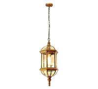 ZHNPJE Lustre Moderne Vintage extérieur à Suspendre, Abat-Jour en Verre, Lampe à Suspension étanche en Aluminium pour Porche, Patio, entrée, Restaurant, Bar, Jardin, Ferme, Cour (doré)