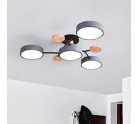 ZHNPJE Plafonnier LED Moderne en Bois Spoutnik Semi-encastré avec molécule Nordique Blanche Proche du Plafond pour Salon, Chambre à Coucher, Salle à Manger, Bureau, Cuisine, Vert Gris