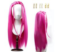 ZHOAOUAO Perruque de cosplay pour enfant - Accessoire de costume de jeu de rôle pour enfant - Accessoire de costume pour Halloween, carnaval, bal masqué, fête (rouge rose)