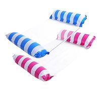 ZHODADA Bouee Piscine Adulte, 2 Pièces Hamac de Piscine 4 en 1 Bouées et Matelas Gonflables Chaise Longue Flottant Chaise Hamac Été de Natation (Bleu Clair+Rose Rouge)