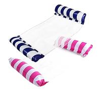 ZHODADA Bouee Piscine Adulte, 2 Pièces Hamac de Piscine 4 en 1 Bouées et Matelas Gonflables Chaise Longue Flottant Chaise Hamac Été de Natation (Bleu Foncé+Rose Rouge)