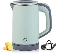 ZHODADA Bouilloire de Voyage Mini, Bouilloire Électrique 600W 220V Puissance Ébullition Chauffage Rapide Camping Petite Bouilloire Portative en 0,8L Bouilloire de Voyage en Acier Inoxydable-Vert