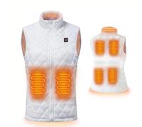 ZHODADA Gilet Electrique Chauffant pour Femme,USB Gilet Veste Gilet Electrique Chaud,Taille Ajustable 3 Niveaux de Chaleur (sans Batterie)(Blanc-XL)