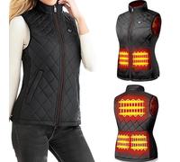 ZHODADA Gilet Electrique Chauffant pour Femme,USB Gilet Veste Gilet Electrique Chaud,Taille Ajustable 3 Niveaux de Chaleur (sans Batterie)(Noir-2XL)