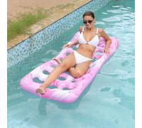 ZHODADA Matelas Gonflable pour Adultes, Gonflable de Piscine Large Matelas Bouee Piscine Hamac Matelas Piscine Gonflable Bouée Transat Piscine Portable pour Les Vacances à la Plage (Rose)