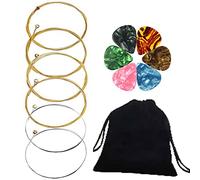 ZHome Lot de 6 cordes de guitare acoustique en acier pour guitare acoustique/électrique, ukulélé + 6 médiators + sac de médiators