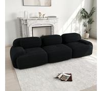 ZHOMGG Canapé 3 Places en Velours Côtelé, Canapé Modulable, Rembourrage Hautement élastique 32D, Emballage Entièrement Compressé sans Montage (Noir)