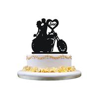 zhongfei Gâteau de Mariage de Couple de Moto Topper avec Coeur d'amour