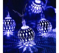 zhonghua Lumière Solaire Extérieure String, 3M 12LED Solaire Maroc Ball String Light Solaire Maroc Ball Sprite Light Solaire String Light Imperméable à L'eau (Bleu)