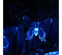 zhonghua Lumière Solaire Extérieure String, 6M 30LED Papillon Solaire Noël Sprite Lumière Papillon Solaire Lumière Imperméable à L'eau (Bleu)