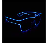 zhonghua Lunettes LED, Lunettes Lumineuses Néon el - Line LED Lunettes Lumineuses Lunettes de Soleil Lunettes 4 Modes Batterie (Noir Lentilles, Bleu)
