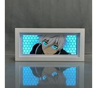 Zhongkaihua Blue Lock Anime Sculpture en Papier Lampe de Table Seishiro Nagi Manga Shadow Box Cadre Créativité Chambre Décoration 3D Sculpture en Papier Gravée Illusion LED Veilleuse