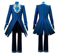 Zhongkaihua Costume de déguisement d'Hôtel Hazbin Alastor Cosplay Alastor Halloween Cosplay Ensemble complet avec manteau, chemise, pantalon, nœuds et gants