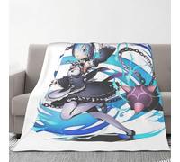 Zhongkaihua Couverture Re Zero Emilia Rem Ram - En flanelle douce et moelleuse - Idéal pour l'automne et l'hiver - Cadeau de Noël ou d'anniversaire