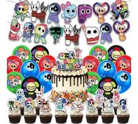 Zhongkaihua Dandy's World Ensemble de décorations de gâteau d'anniversaire comprenant une bannière « Happy Birthday », une décoration de gâteau, un jeu de décorations pour cupcakes