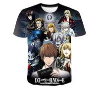 Zhongkaihua Death Note T-shirt, T-shirt d'été 3D imprimé pour adolescents et adultes Light Yagami & L Anime à manches courtes, T-shirt confortable et à la mode pour les fans en cadeau, Type 7., XS